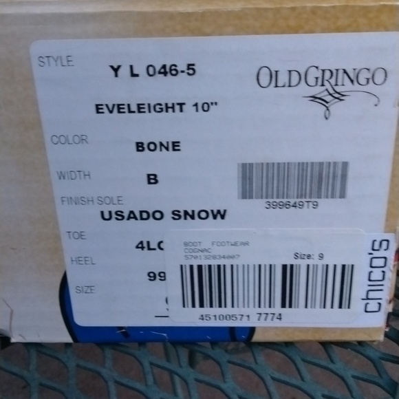 Old Gringo Yippee Ki Yay Beautiful Eveleight Bone Women's Boot size 9 - Picture 15 of 16